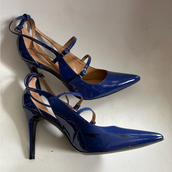 Banana Republic Cobalt Blue Patent Pointed-Toe Strappy Heels - Picture 3 of 3